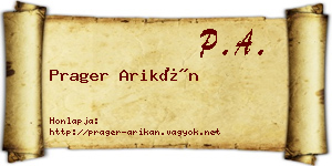 Prager Arikán névjegykártya